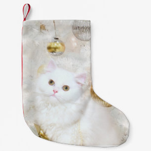 Meia De Natal Pequena Natal persa branco do gatinho
