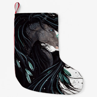Meia De Natal Pequena Natal que armazena o cavalo majestoso Bihrle de