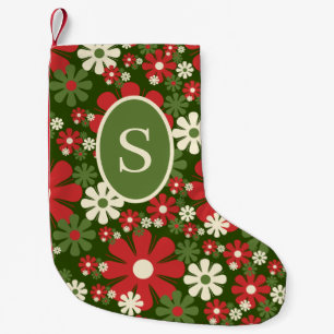 Meia De Natal Pequena Natal Retro Floral Padrão Inicial 60s 70s
