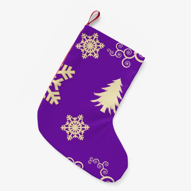 Meia De Natal Pequena Natal roxo (Frente (Pendurada))