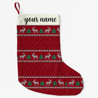 Meia De Natal Pequena Natal Rustic Vermelho e Verde personalizado pequen