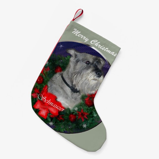 Meia De Natal Pequena Natal Standard Schnauzer (Frente (Pendurada))