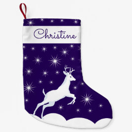 Meia De Natal Pequena Natal Stoping Reindeer Snow Night Sta