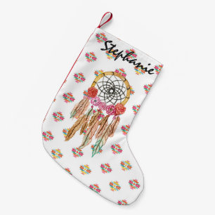 Meia De Natal Pequena Nativo americano asteca Dreamcatcher da aguarela
