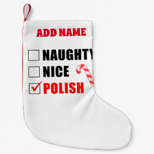 Meia De Natal Pequena Naughty Nice Polonês Personalizado