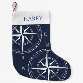 Meia De Natal Pequena Navios Náuticos - Marinho Azul Costeira