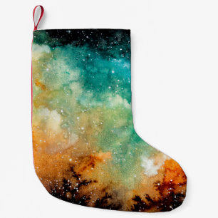 Meia De Natal Pequena Nebulosa Amarela Brilhante, Estrelas e Escuro