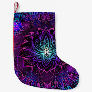 Meia De Natal Pequena Neon Lotus Flower Boho Impressão