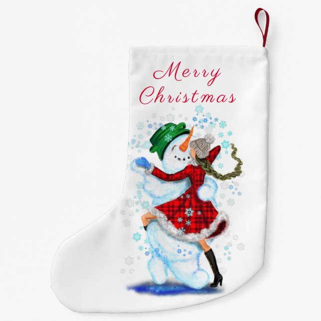 Meia De Natal Pequena Neve e Dançarinas Engraçadas de Natal (Verso)