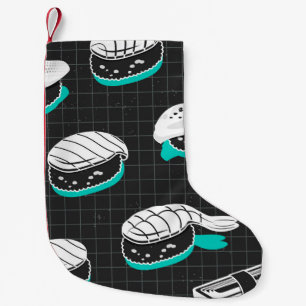 Meia De Natal Pequena Nigiri Sushi Vintage Sketch Patterno