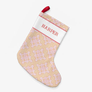 Meia De Natal Pequena Nó Infinito de Diamante em Rosa + Laranja Personal