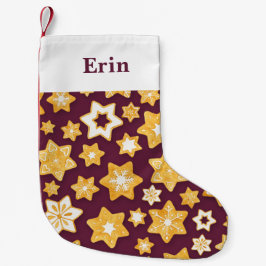 Meia De Natal Pequena Noite de Cookie com fundo de ameixa profunda