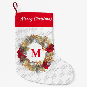 Meia De Natal Pequena Noite de Natal - MonOGRAMA Branco
