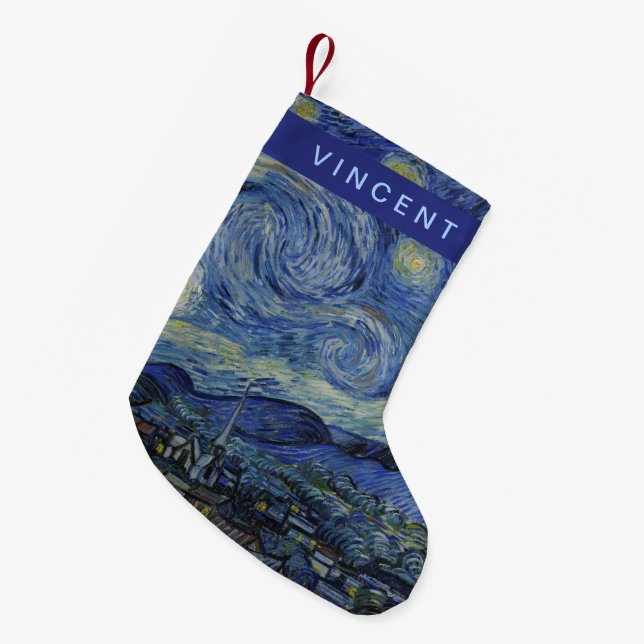 Meia De Natal Pequena Noite estrelado Vincent van Gogh (Frente (Pendurada))