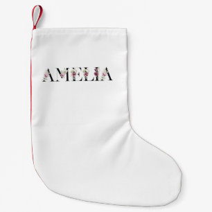 Meia De Natal Pequena Nome Amelia