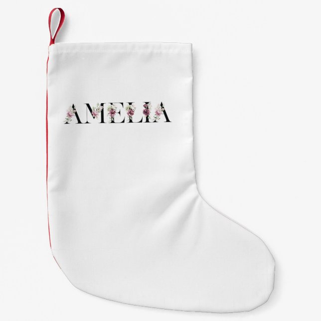 Meia De Natal Pequena Nome Amelia (Frente)