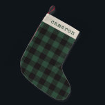 Meia De Natal Pequena Nome da Xadrez do Tartan Negro Clássico<br><div class="desc">Xadrez Negra Negra Clássica de Buffalo Tartan,  Vintage com o nome de natal Stocks</div>