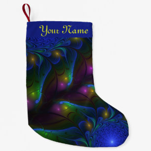 Meia De Natal Pequena Nome de Arte Fractal Moderna e Luminosa Abstrato