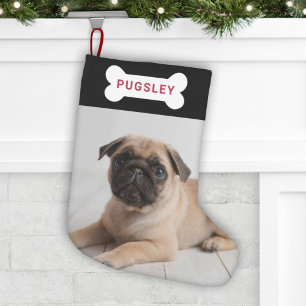 Meia De Natal Pequena Nome de Foto de Cachorro de Estimação Tag Osso Pre