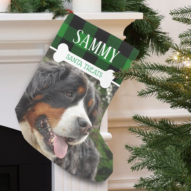 Meia De Natal Pequena Nome de Foto de Cachorro Divertido Personalizado (Fun Dog Photo Name Personalized Small Christmas Stocking)