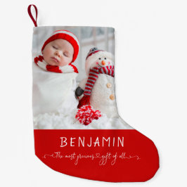 Meia De Natal Pequena Nome do bebê recém-nascido Foto Mais Precioso De T