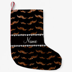 Meia De Natal Pequena Nome personalizado: bigode marrom chocolate
