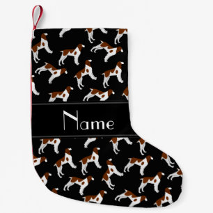 Meia De Natal Pequena Nome personalizado Black Brittany spaniel dog