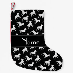 Meia De Natal Pequena Nome personalizado Black Bull terrier dogs