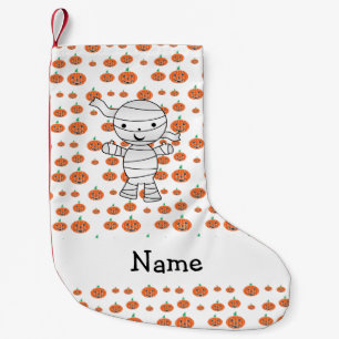 Meia De Natal Pequena Nome personalizado Bombas de laranja da múmia