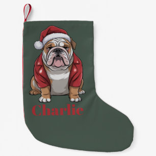 Meia De Natal Pequena Nome Personalizado Cachorro Bulldog Inglês Natal 