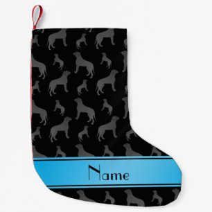 Meia De Natal Pequena Nome personalizado cães mastiff pretos