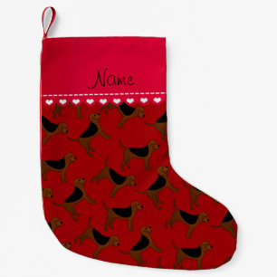 Meia De Natal Pequena Nome personalizado cães vermelhos