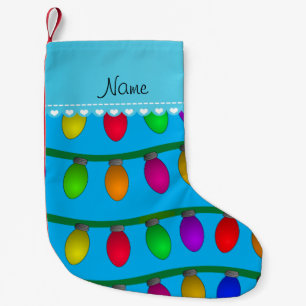 Meia De Natal Pequena Nome personalizado céu azul de natal