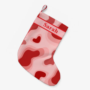 Meia De Natal Pequena Nome Personalizado Cute Cor Vermelha Feliz Natal