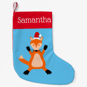 Meia De Natal Pequena Nome Personalizado da Fox de Natal Bonito