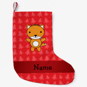Meia De Natal Pequena Nome personalizado das árvores de natal vermelhas