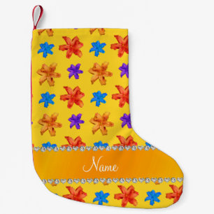 Meia De Natal Pequena Nome personalizado das flores amarelas coloridas l