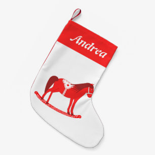 Meia De Natal Pequena Nome Personalizado de Cavalo Rocking no Natal esca