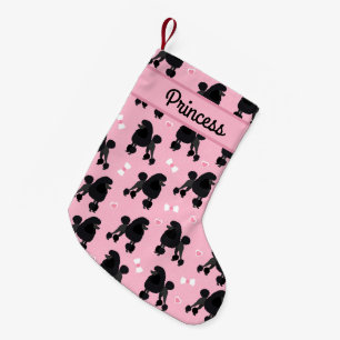 Meia De Natal Pequena Nome Personalizado de Padrão de Poodles e Arcos P