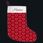 Meia De Natal Pequena Nome Personalizado de Parada de Natal Vermelho com<br><div class="desc">Nome personalizado Parada de Natal Vermelho com Corações - Adicione seu nome / texto - ou Escolha suas cores favoritas!</div>