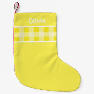 Meia De Natal Pequena Nome personalizado do padrão de xadrez de Gingham