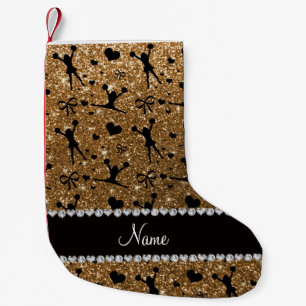 Meia De Natal Pequena Nome personalizado dourado guincho