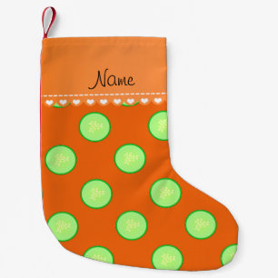Meia De Natal Pequena Nome personalizado fatia de pepino verde laranja