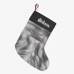 Meia De Natal Pequena Nome personalizado faux fur