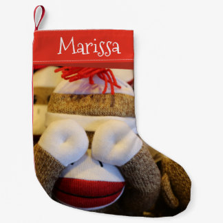 Meia De Natal Pequena Nome Personalizado Macaco Peek-a-boo Sock