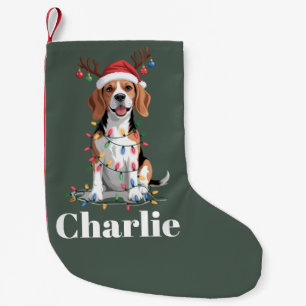 Meia De Natal Pequena Nome Personalizado Natal Beagle Amante de Cachorro