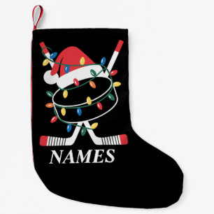 Meia De Natal Pequena Nome Personalizado Natal Hockey Xmas Chapéu de Pap