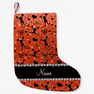 Meia De Natal Pequena Nome personalizado neon orange gliter líder de tor