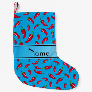Meia De Natal Pequena Nome personalizado pimenta azul-pimenta-do-céu