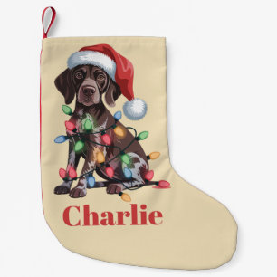 Meia De Natal Pequena Nome Personalizado Pointer Alemão de Cabelo Curto 
